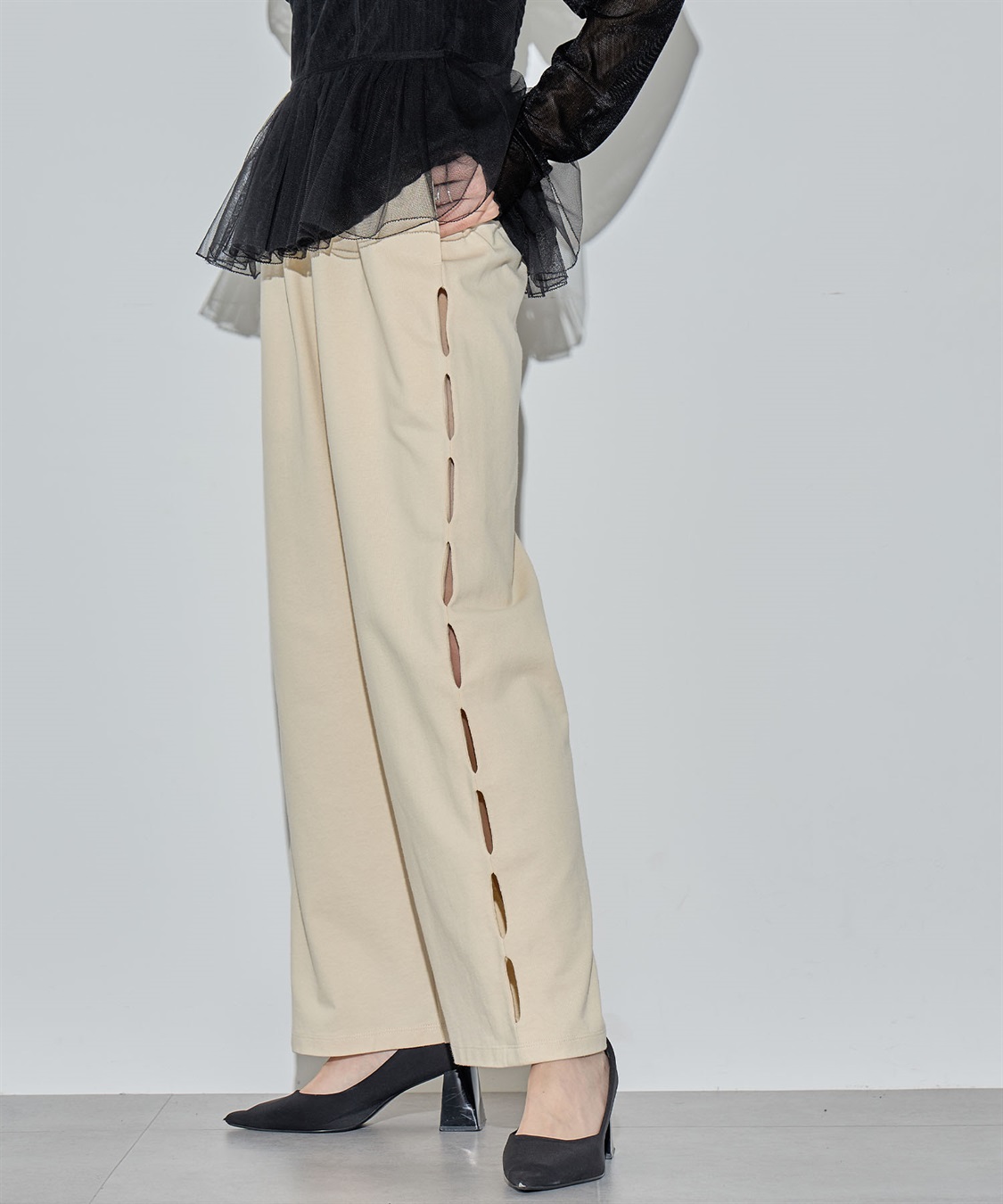 ELLEgirl サイドカットスウェットワイドパンツ_sub_19