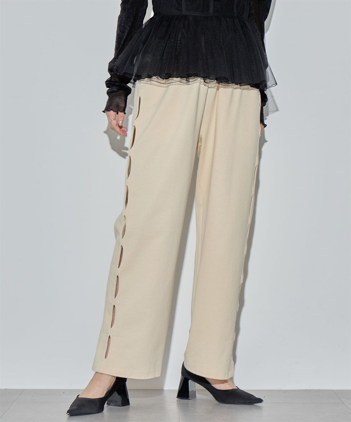 ELLEgirl サイドカットスウェットワイドパンツ_sub_20