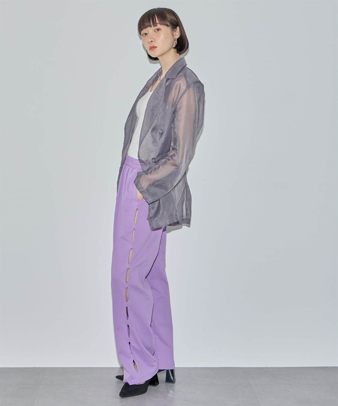 ELLEgirl サイドカットスウェットワイドパンツ_sub_29