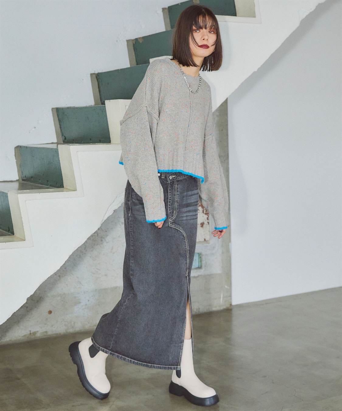 カラーネップニットプルオーバー ELLEgirl｜クロスプラス公式