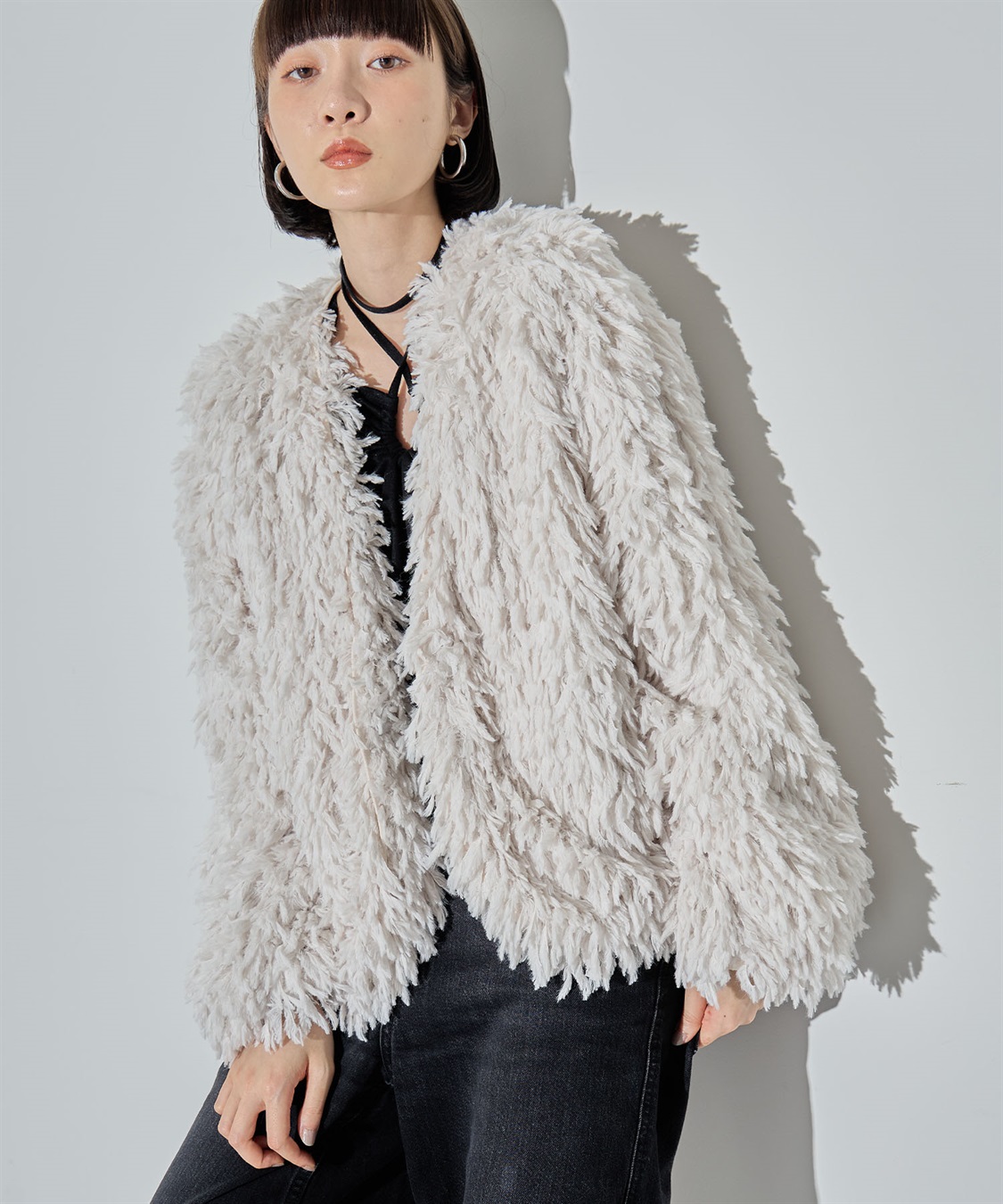 フェイクファーカーディガン ELLEgirl｜クロスプラス公式通販サイト