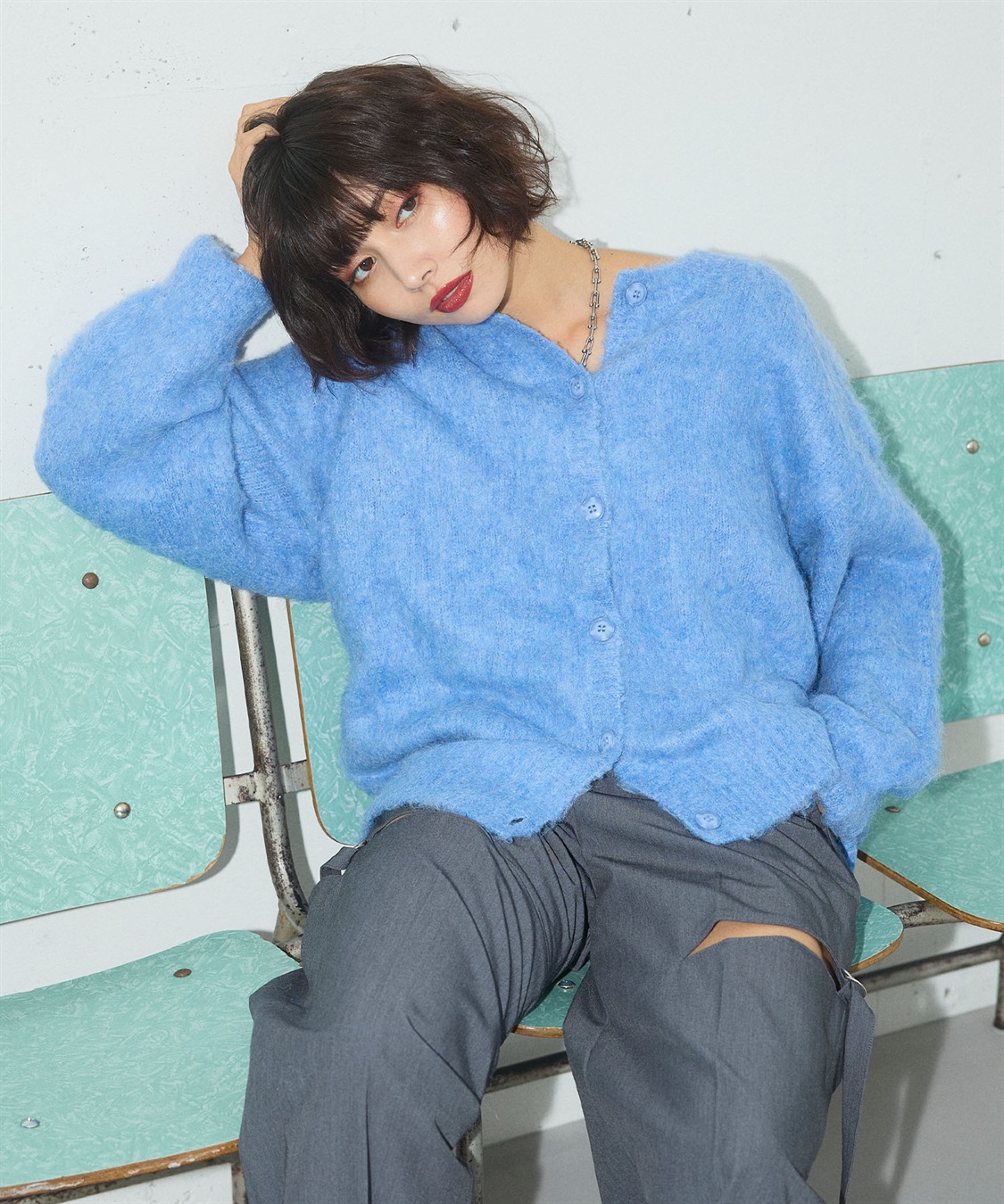 ELLEgirl 《ユニセックス》シャギーニットカーディガン_sub_4