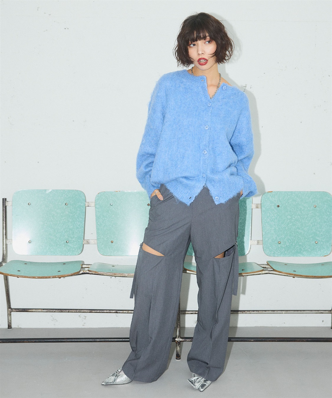 ELLEgirl 《ユニセックス》シャギーニットカーディガン_sub_9