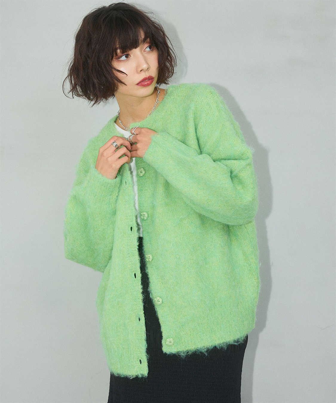 ELLEgirl 《ユニセックス》シャギーニットカーディガン_sub_16