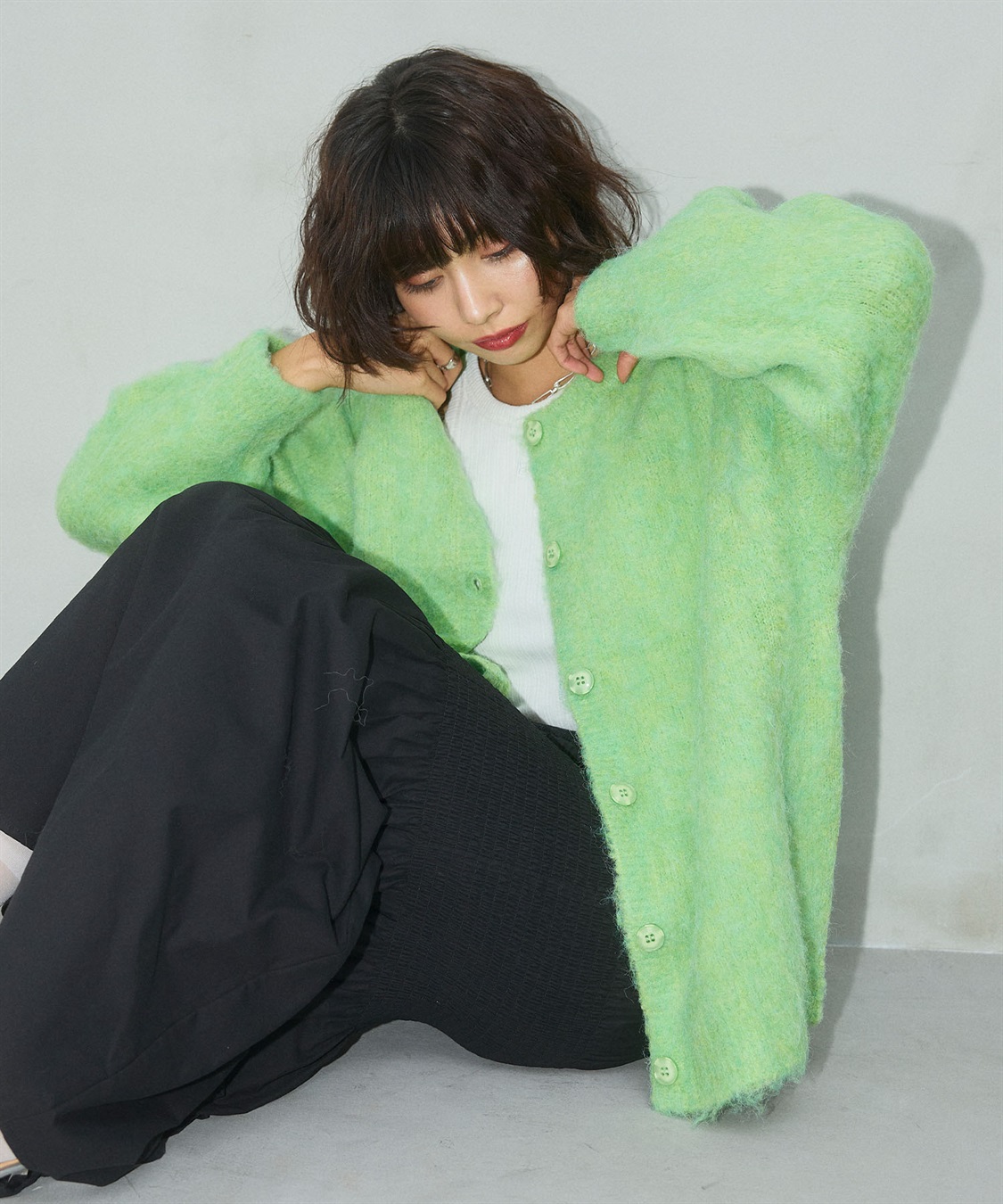 ELLEgirl 《ユニセックス》シャギーニットカーディガン_sub_18