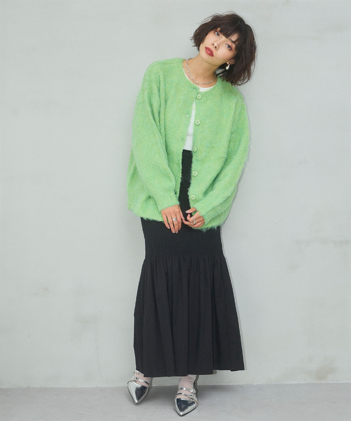 ELLEgirl 《ユニセックス》シャギーニットカーディガン_sub_21