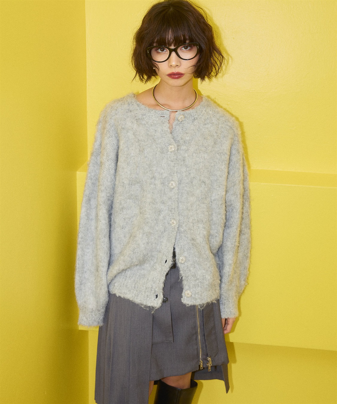 ELLEgirl 《ユニセックス》シャギーニットカーディガン_sub_24