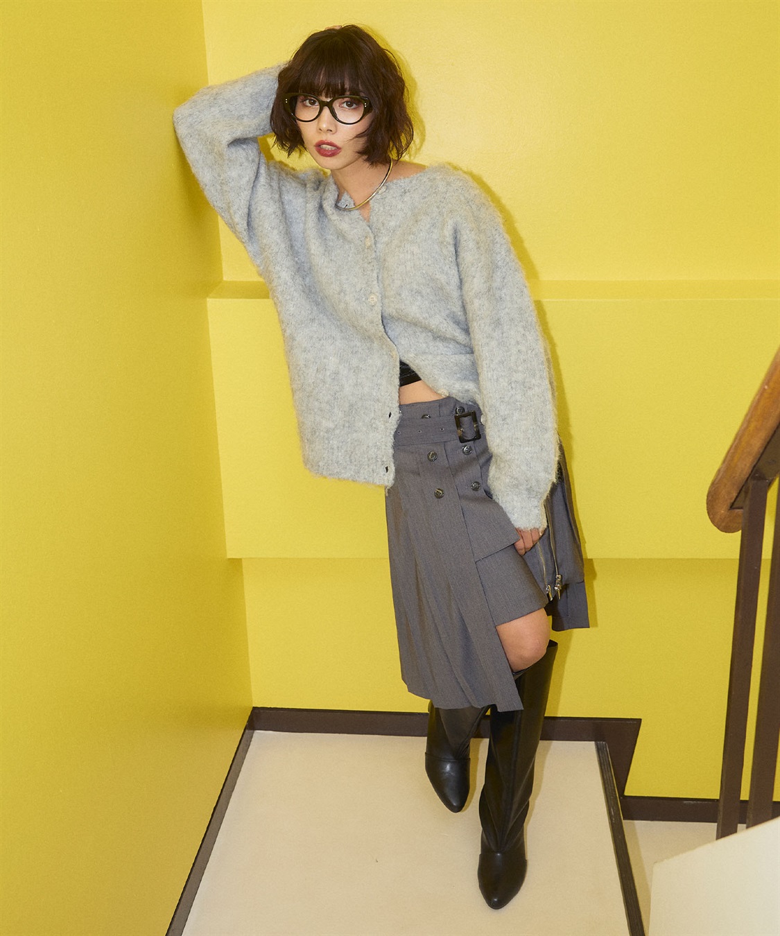 ELLEgirl 《ユニセックス》シャギーニットカーディガン_sub_25