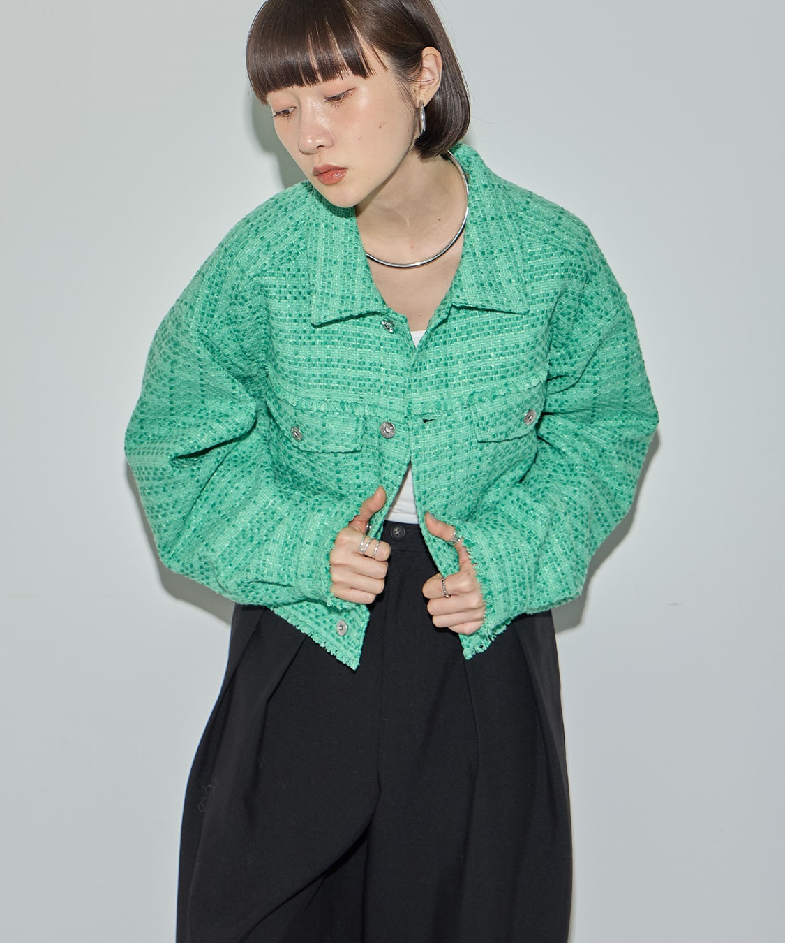 ツイードショートジャケット○セットアップ対応○ ELLEgirl