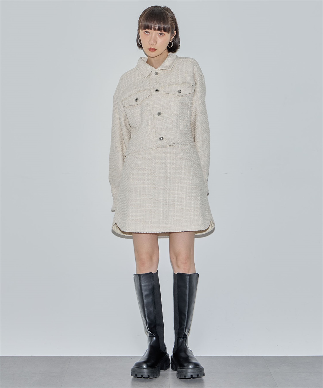 ツイードミニスカート○セットアップ対応○ ELLEgirl｜クロスプラス