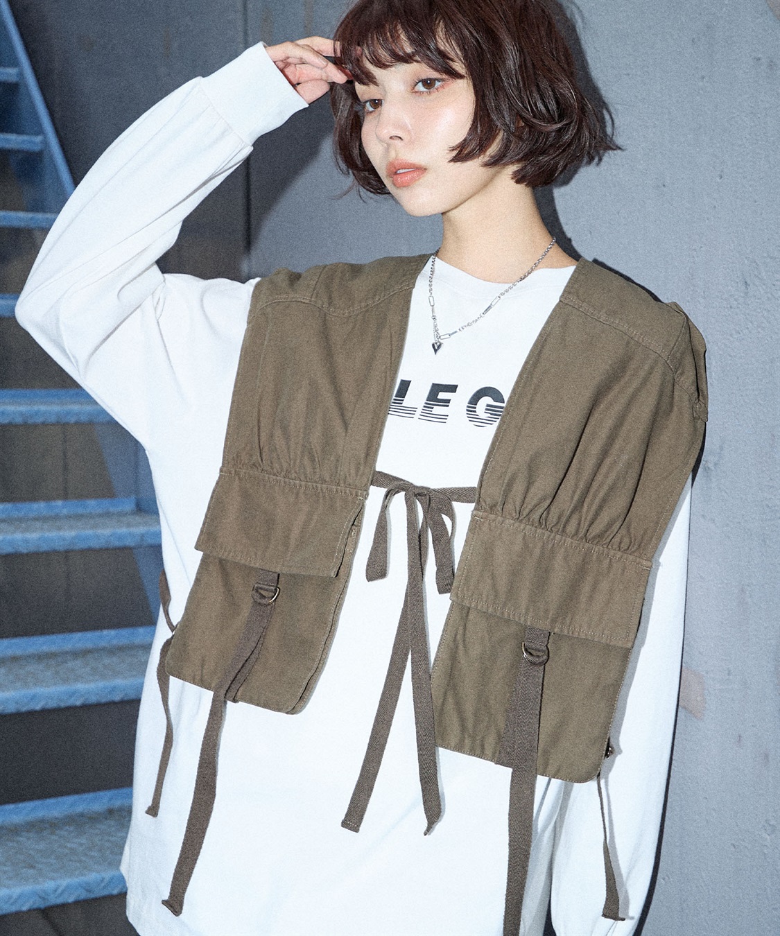 ELLEgirl ミリタリ―リメイク風ベスト_sub_1