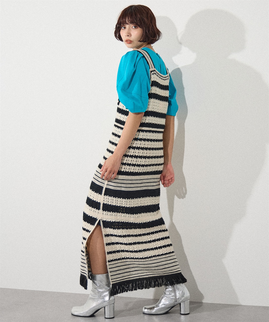 ELLEgirl ボーダークロシェニットワンピース_sub_4