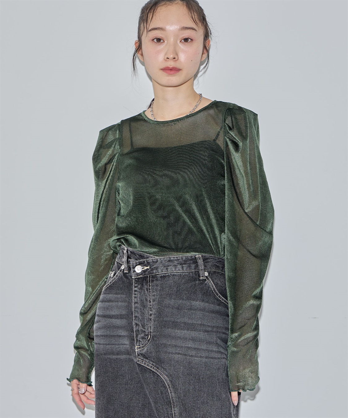 フロッキーチュールパフスリーブトップス ELLEgirl｜クロスプラス公式