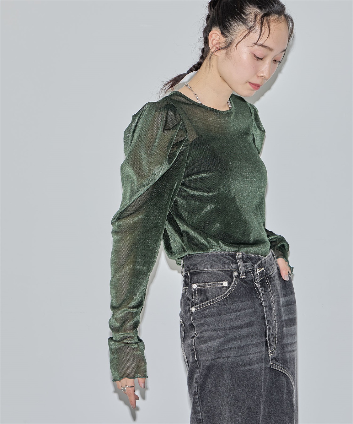 フロッキーチュールパフスリーブトップス ELLEgirl｜クロスプラス公式