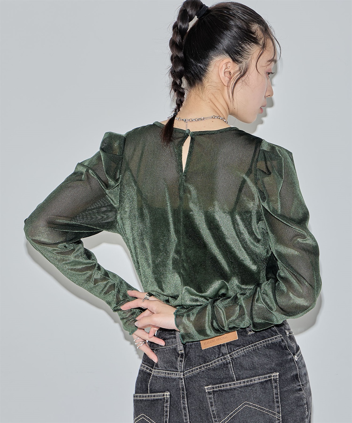 フロッキーチュールパフスリーブトップス ELLEgirl｜クロスプラス公式