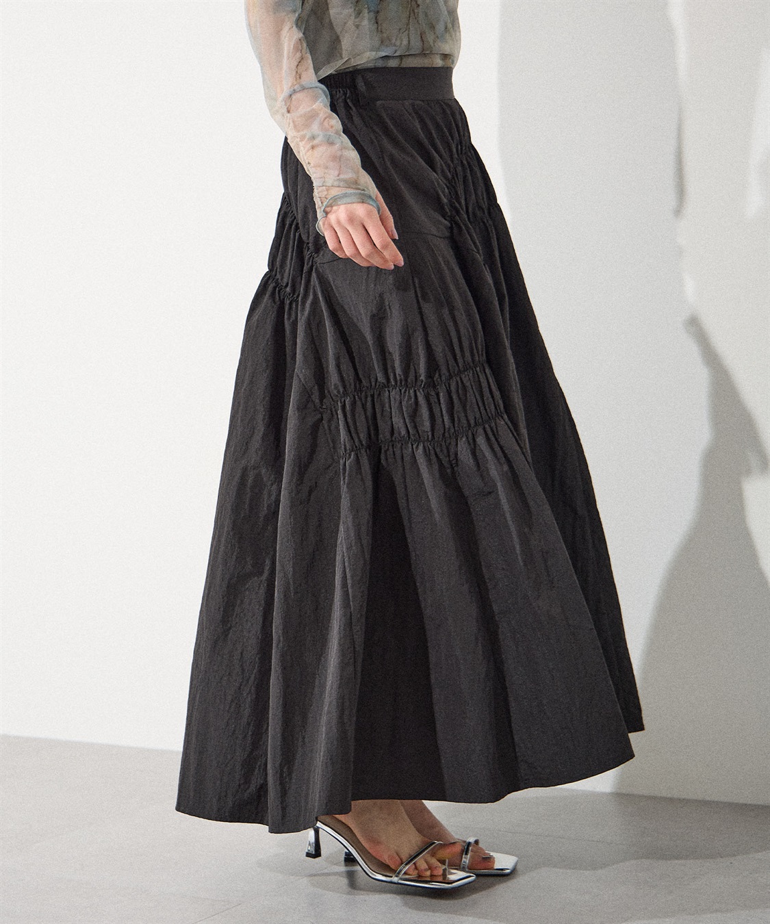 デザインシャーリングナイロンスカート ELLEgirl｜クロスプラス公式