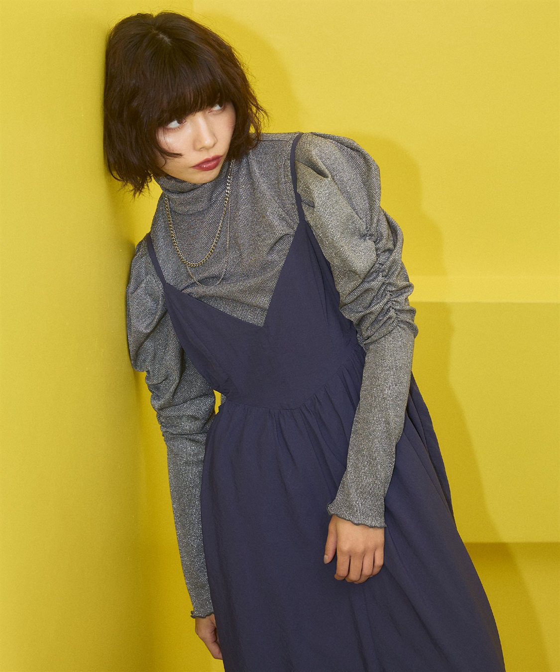 ELLEgirl ラメハイネックパフスリーブトップス_sub_1