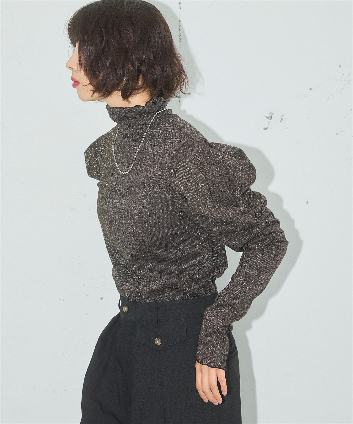 ELLEgirl ラメハイネックパフスリーブトップス_sub_4