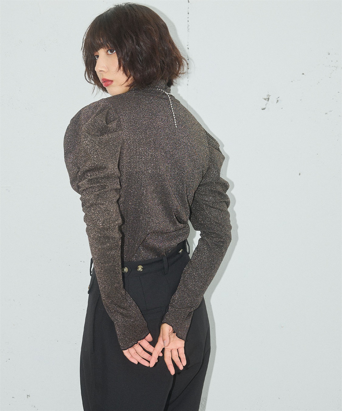 ELLEgirl ラメハイネックパフスリーブトップス_sub_6