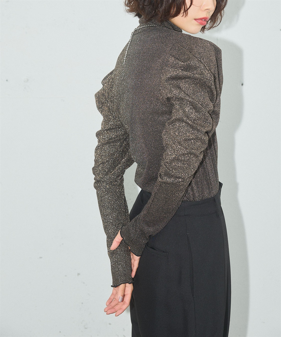 ELLEgirl ラメハイネックパフスリーブトップス_sub_7