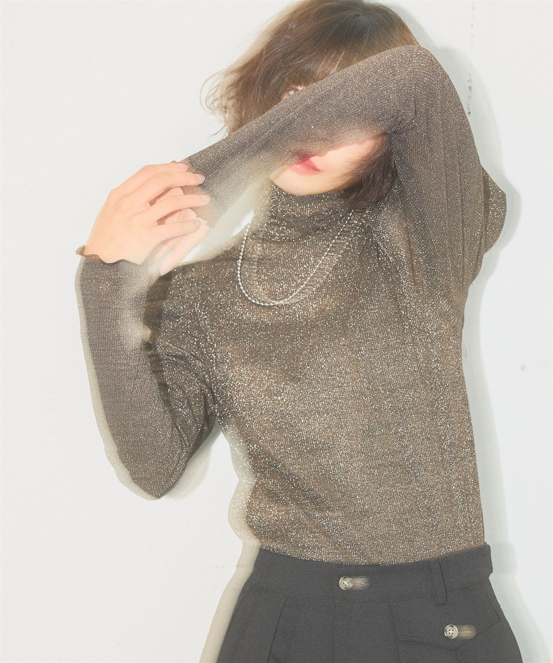 ELLEgirl ラメハイネックパフスリーブトップス_sub_8