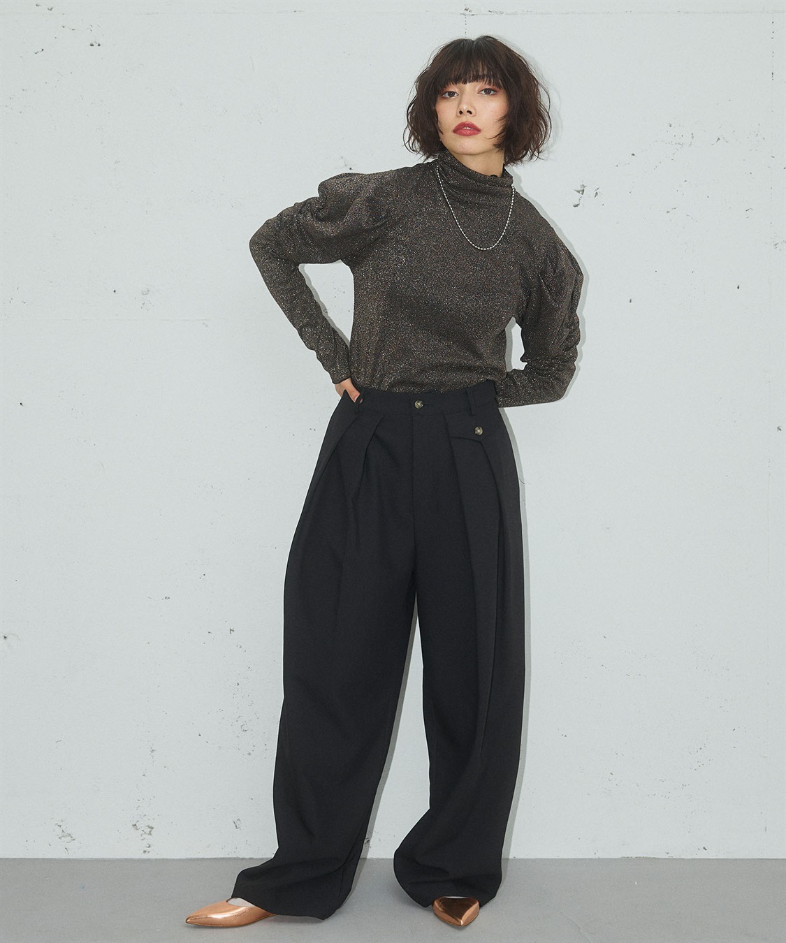 ELLEgirl ラメハイネックパフスリーブトップス_sub_9