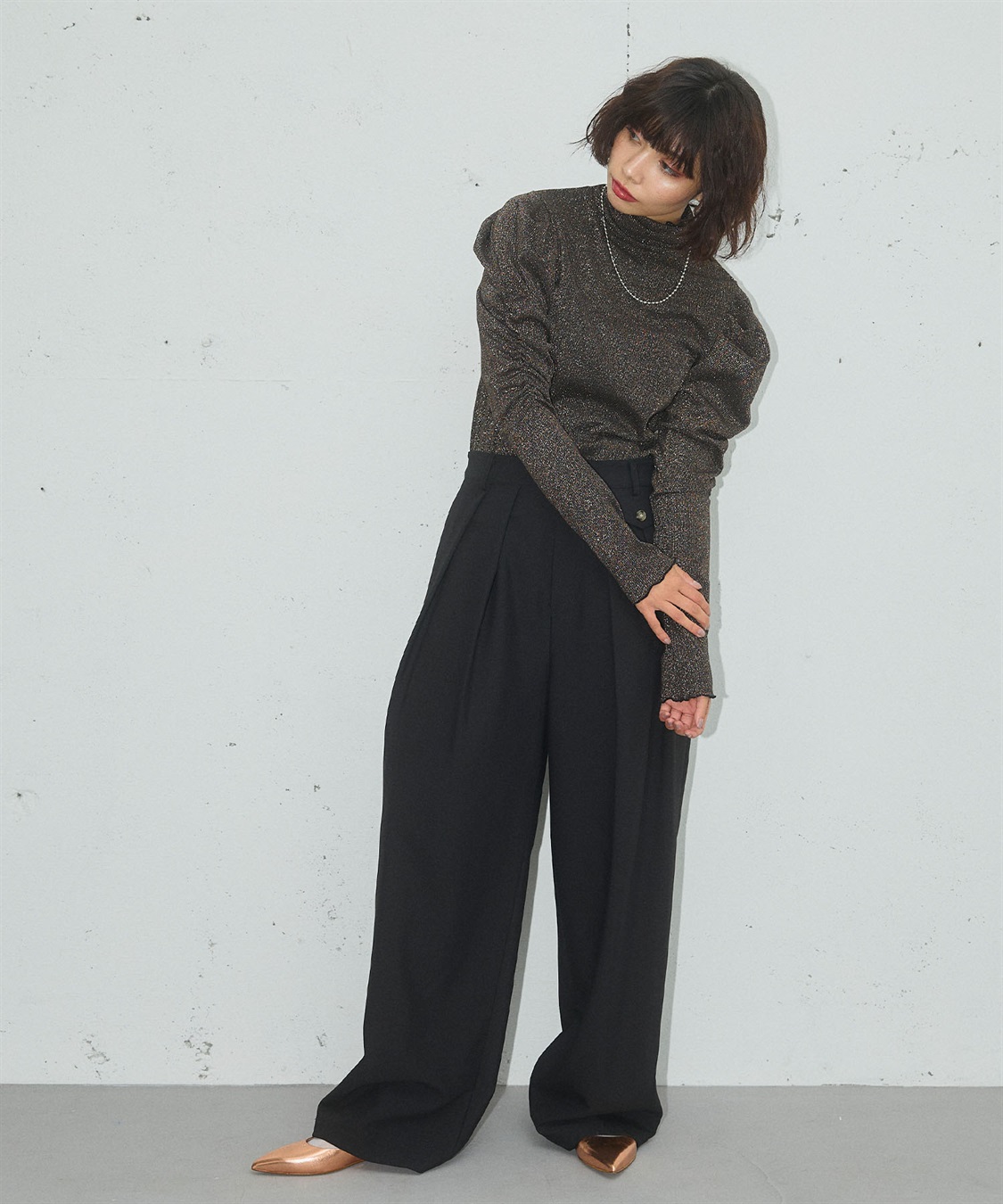 ELLEgirl ラメハイネックパフスリーブトップス_sub_10