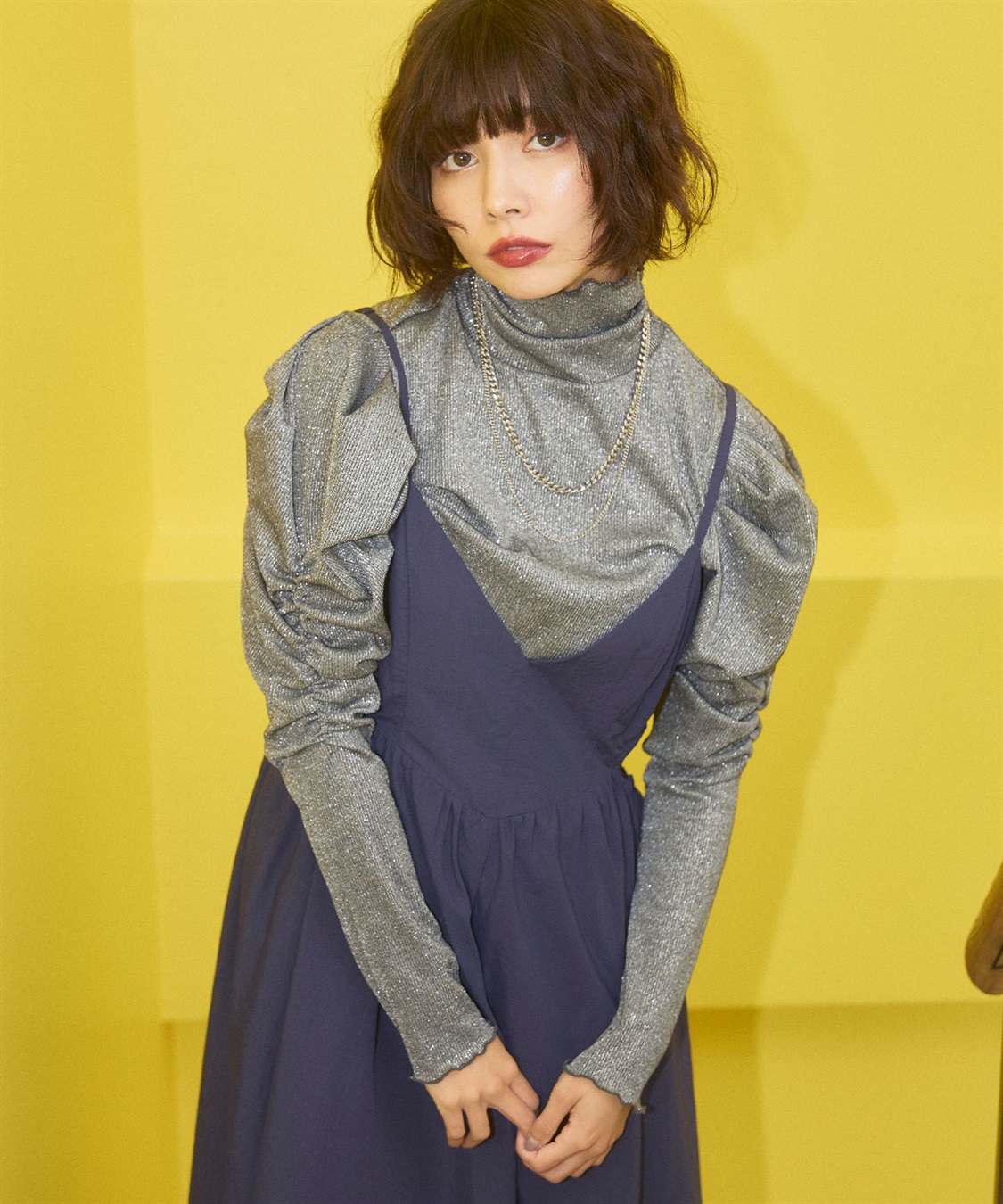 ELLEgirl ラメハイネックパフスリーブトップス_sub_12