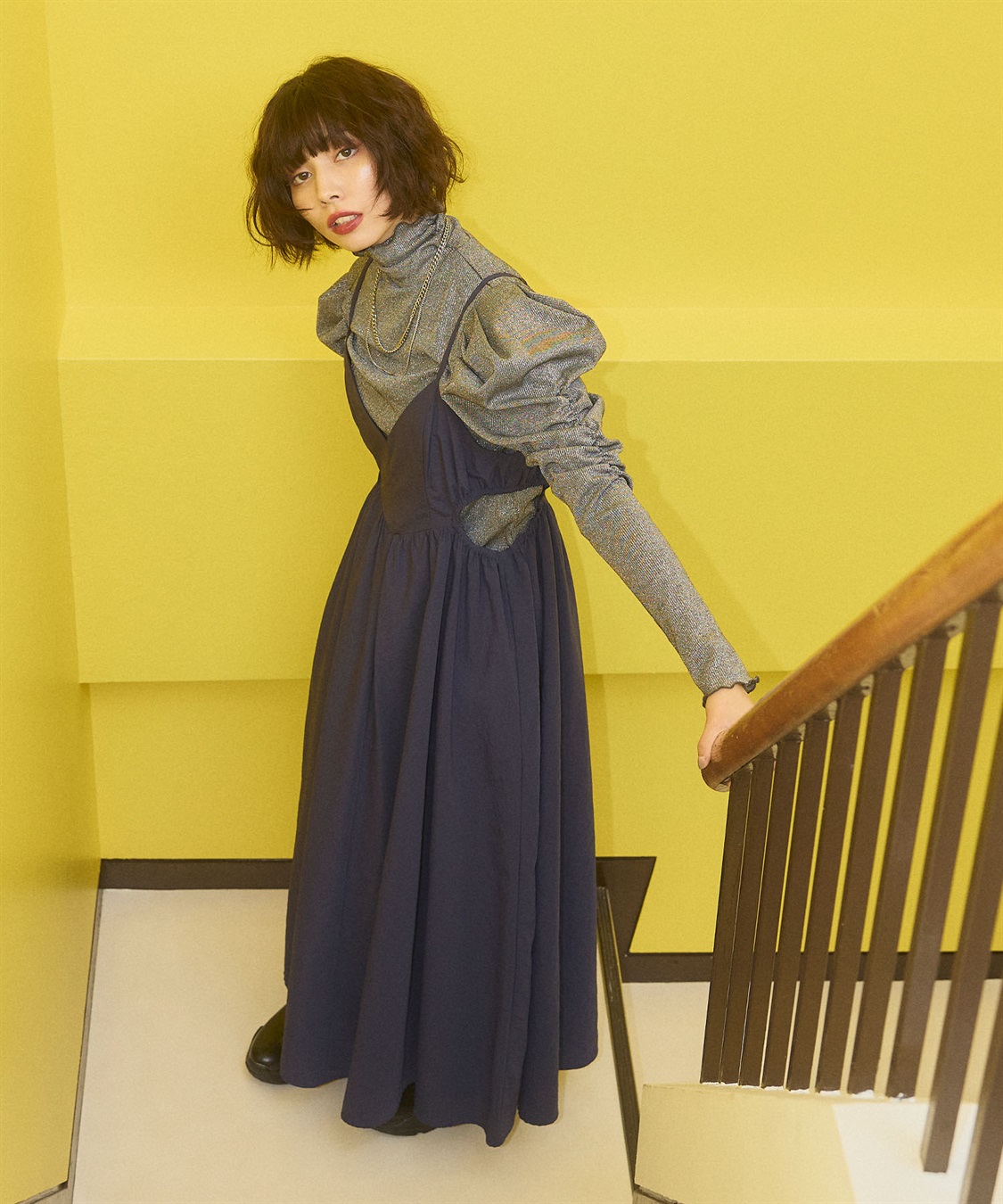 ELLEgirl ラメハイネックパフスリーブトップス_sub_16