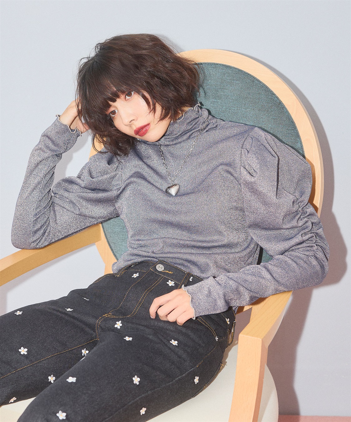 ELLEgirl ラメハイネックパフスリーブトップス_sub_22