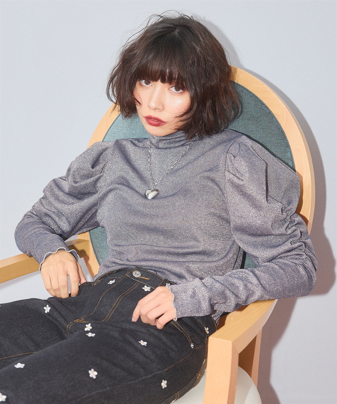 ELLEgirl ラメハイネックパフスリーブトップス_sub_23