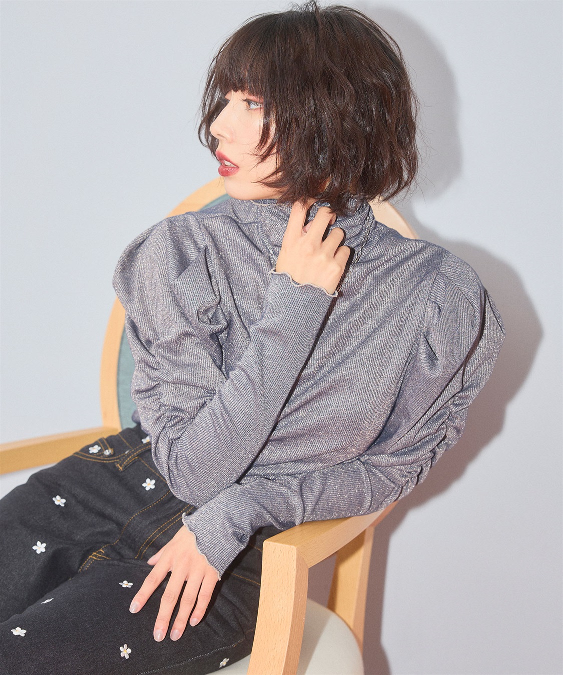 ELLEgirl ラメハイネックパフスリーブトップス_sub_24