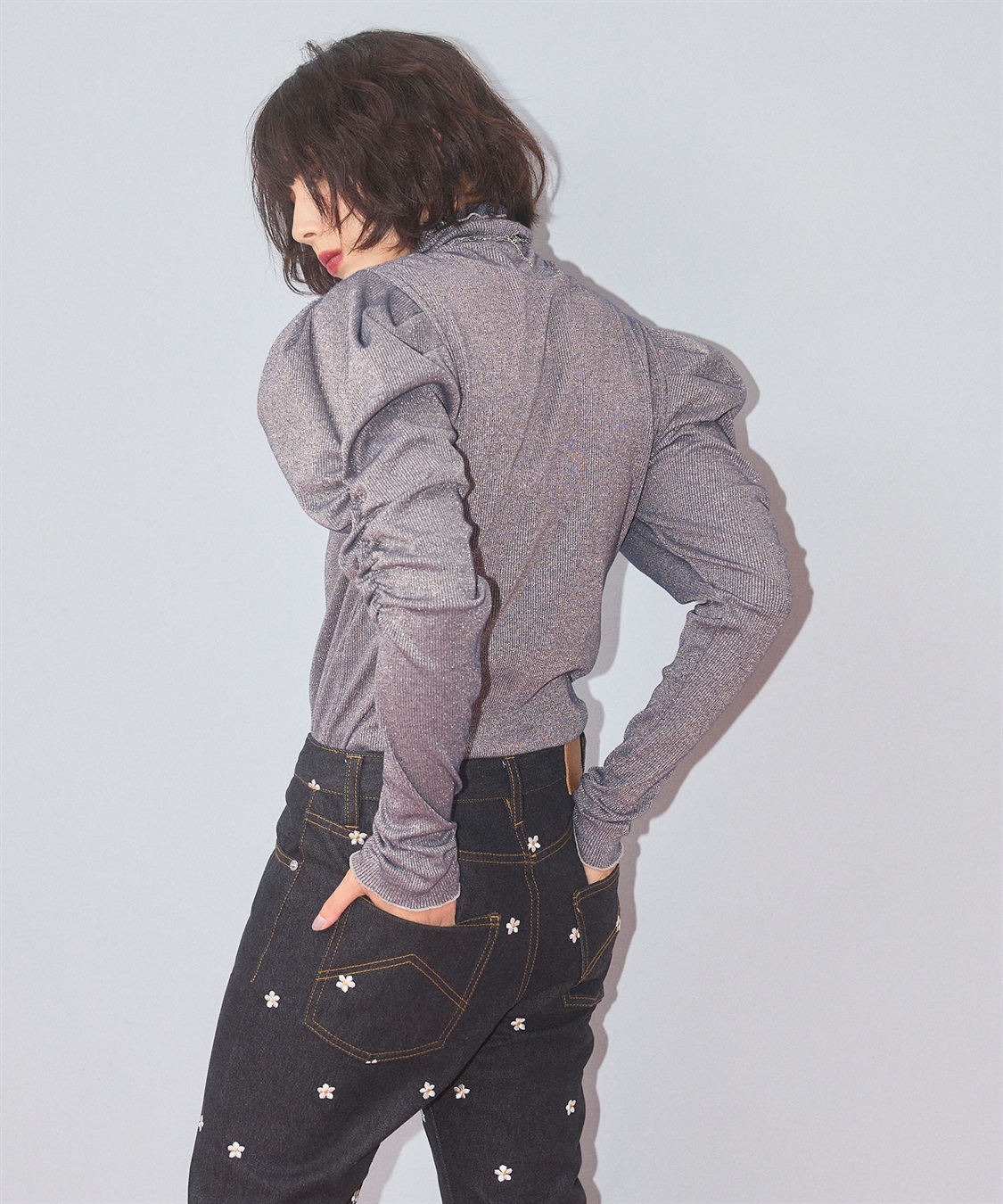 ELLEgirl ラメハイネックパフスリーブトップス_sub_25