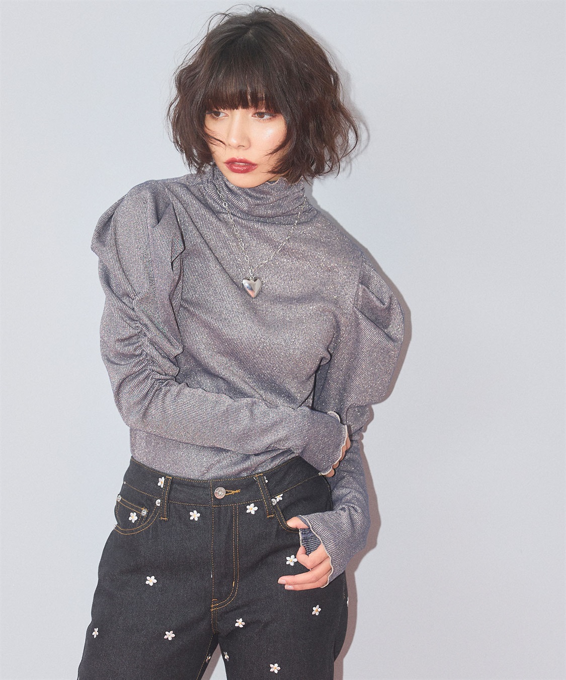 ELLEgirl ラメハイネックパフスリーブトップス_sub_27