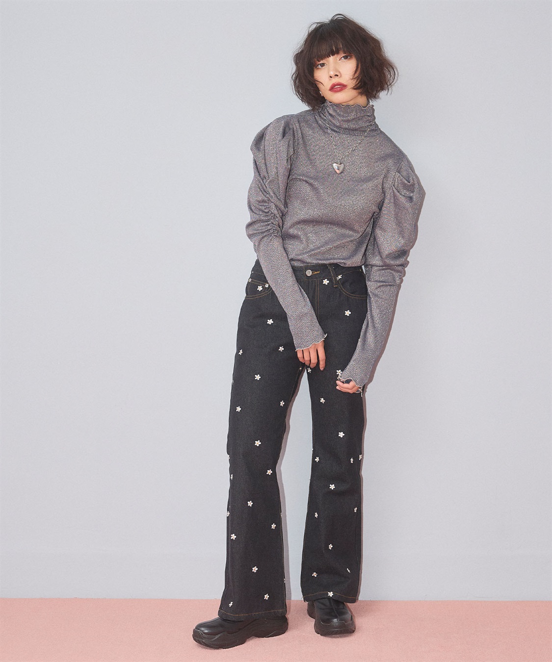 ELLEgirl ラメハイネックパフスリーブトップス_sub_29