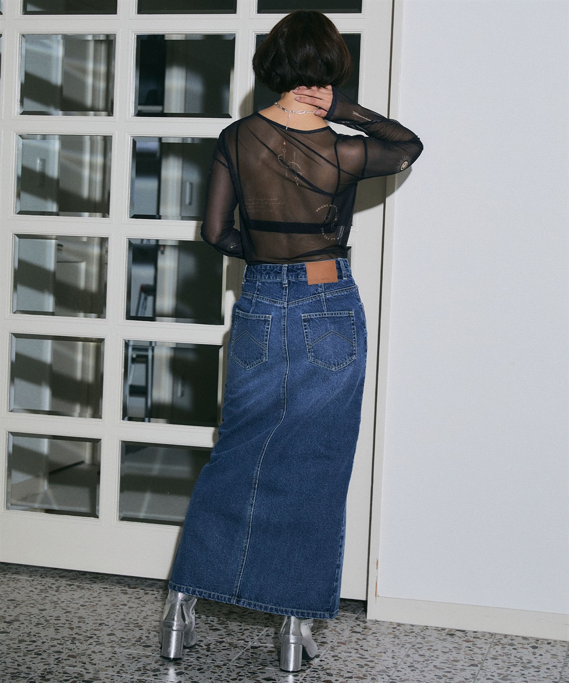 ELLEgirl リメイク風フロントスリットデニムロングスカート_sub_16