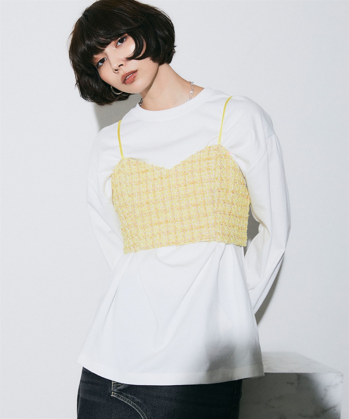 ラメツイードキャミビスチェ ELLEgirl｜クロスプラス公式通販サイト