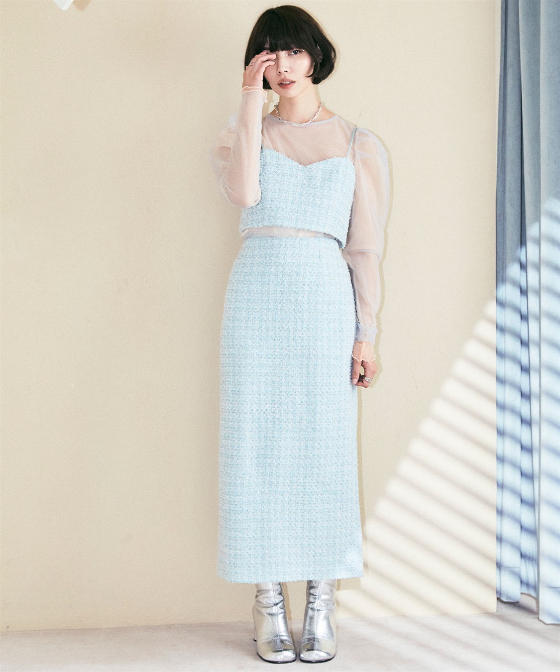 ELLEgirl ラメツイードナロースカート_sub_4