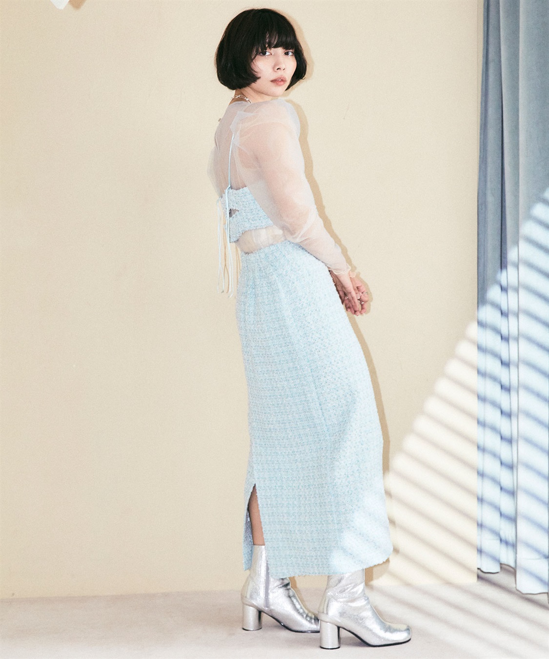 ラメツイードナロースカート ELLEgirl｜クロスプラス公式通販サイト