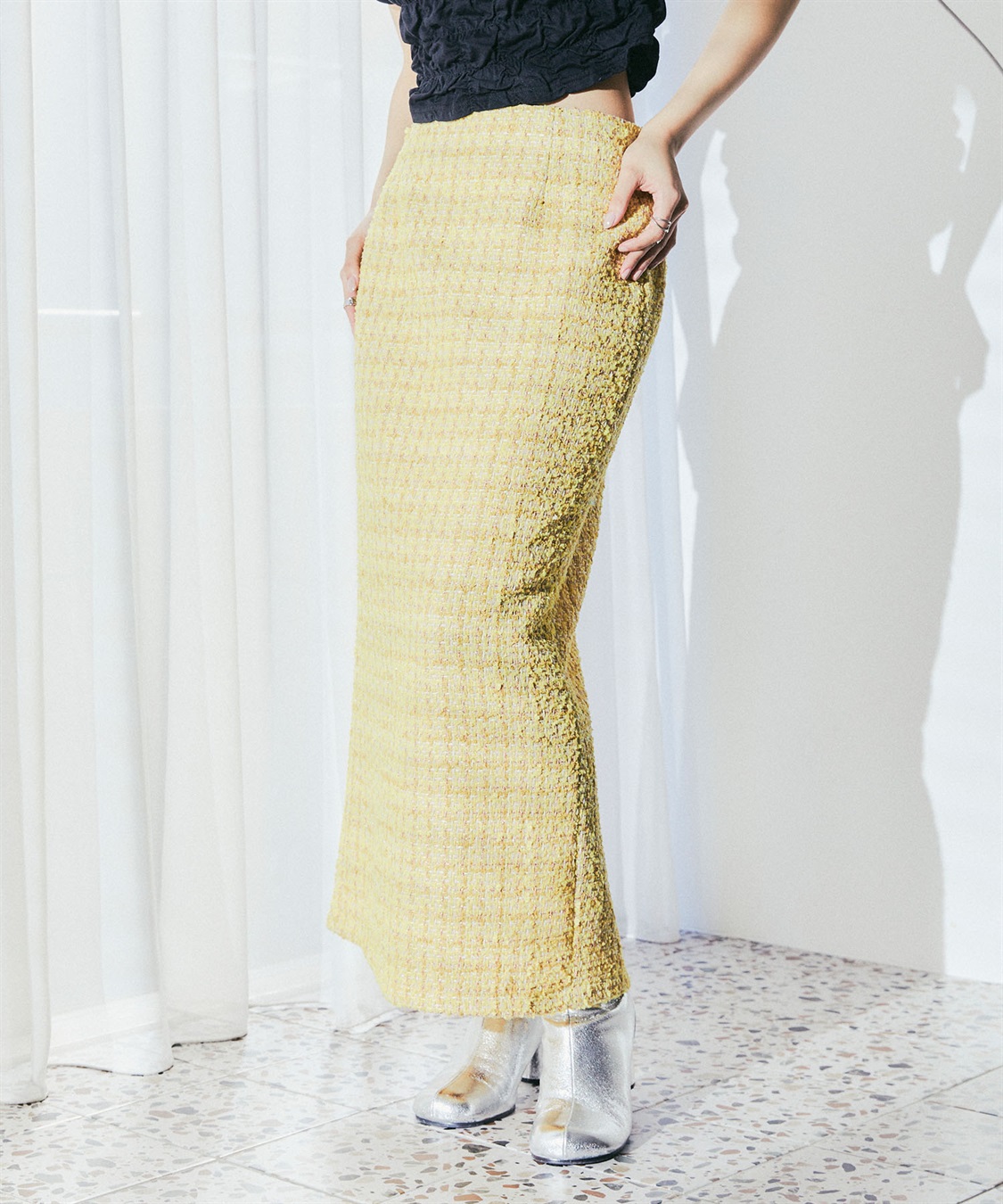 ELLEgirl ラメツイードナロースカート_sub_11