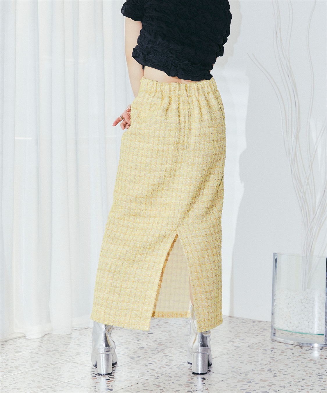 ELLEgirl ラメツイードナロースカート_sub_13