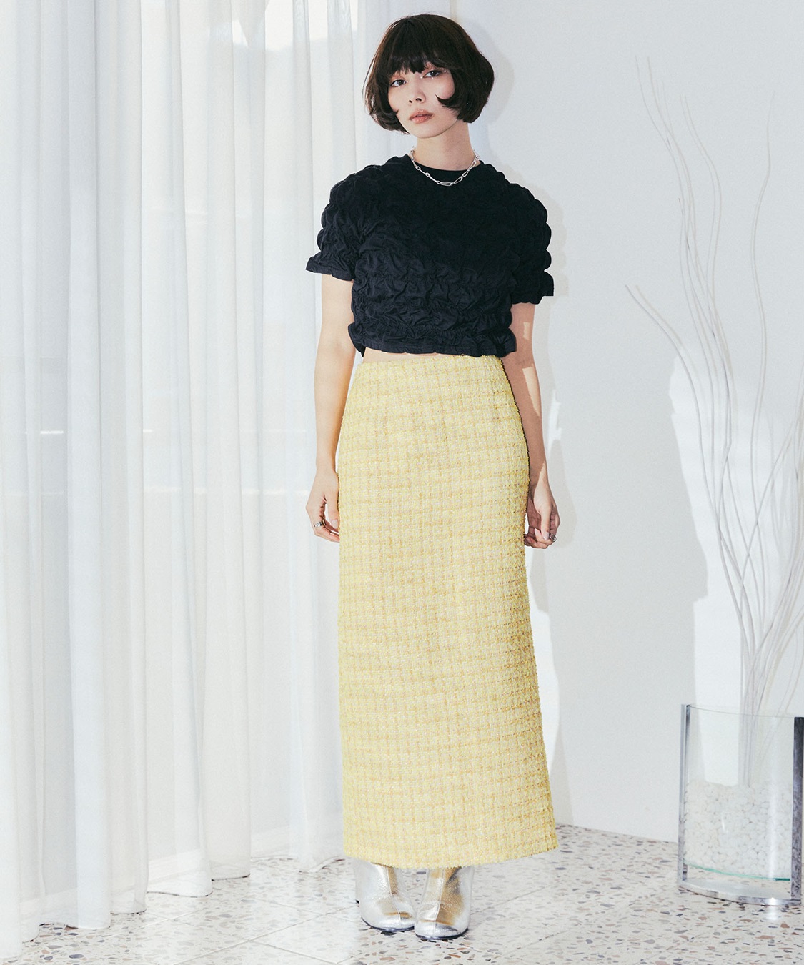 ELLEgirl ラメツイードナロースカート_sub_15