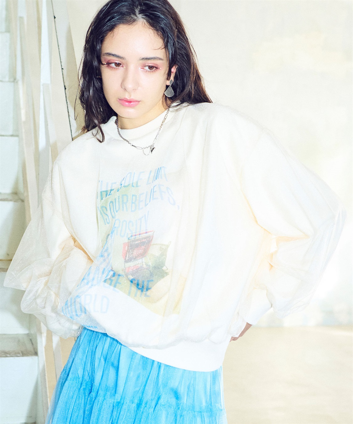 チュールレイヤードスウェットプルオーバー ELLEgirl｜クロス