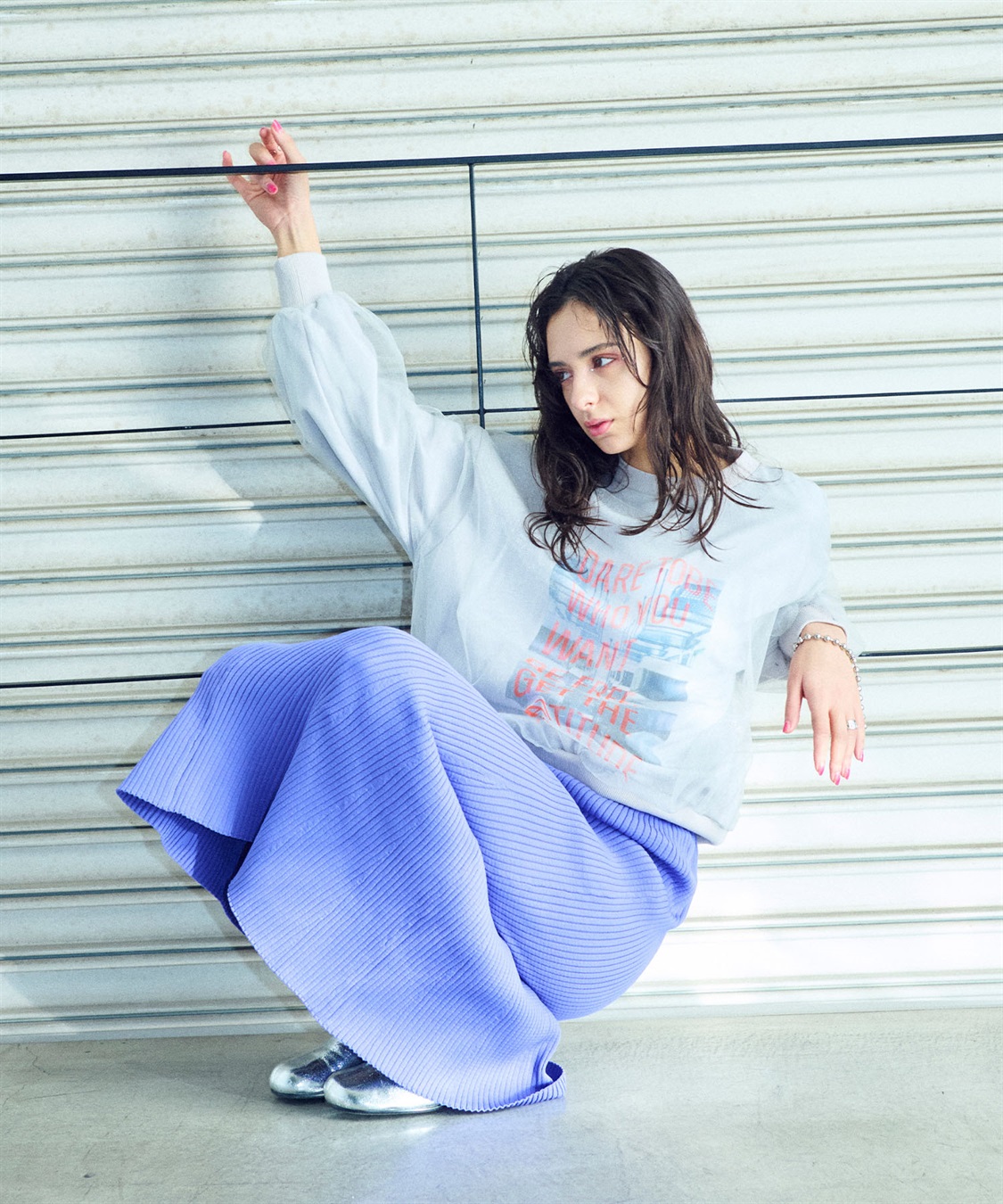 チュールレイヤードスウェットプルオーバー ELLEgirl|クロス チュールレイヤードスウェットプルオーバー ELLEgirl|クロス