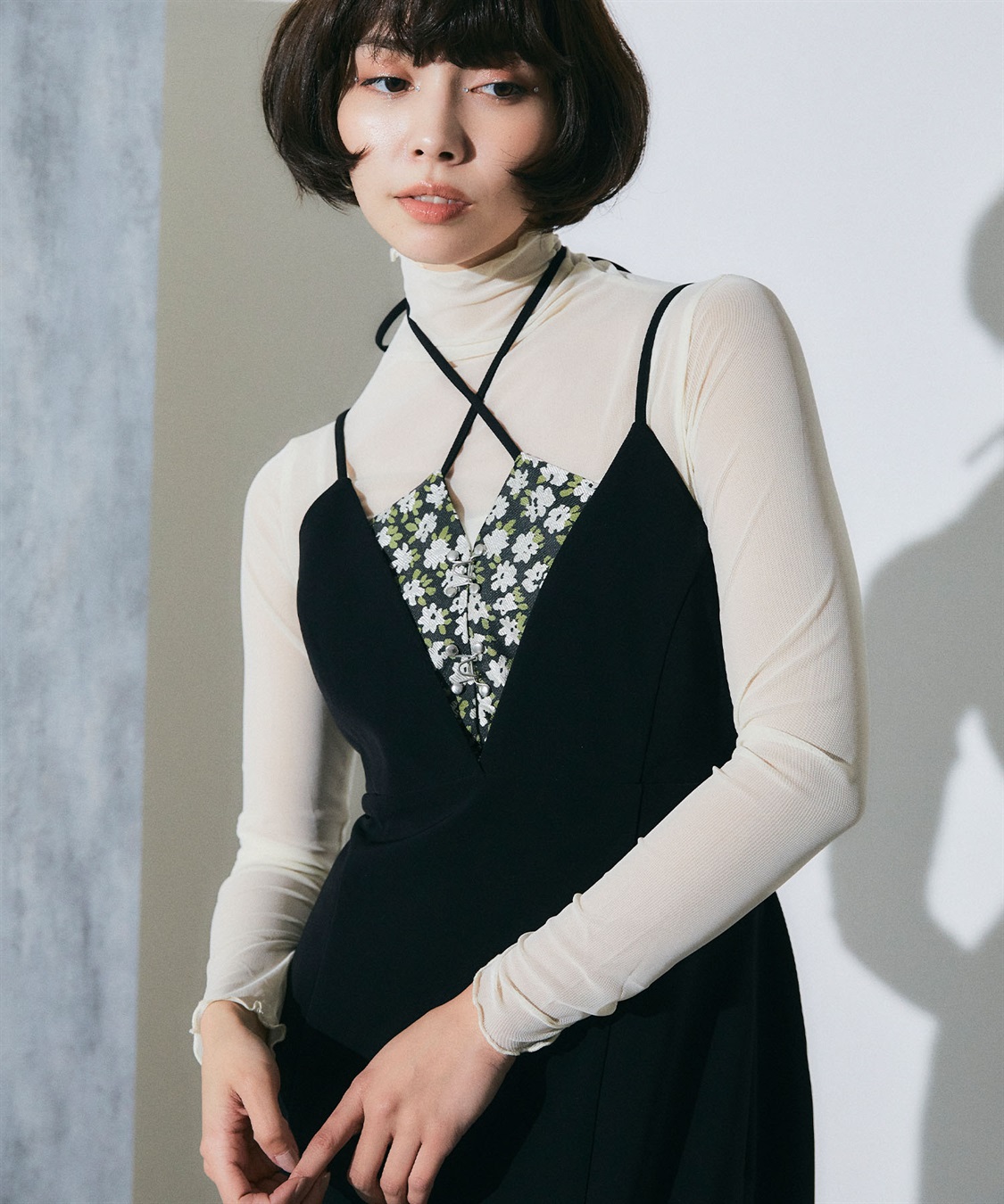 フラワージャガードビスチェワンピース ELLEgirl｜クロスプラス公式