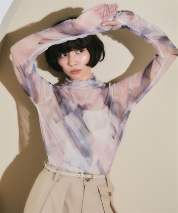 ELLEgirl ハイネック転写総柄シアートップス_subthumb_1