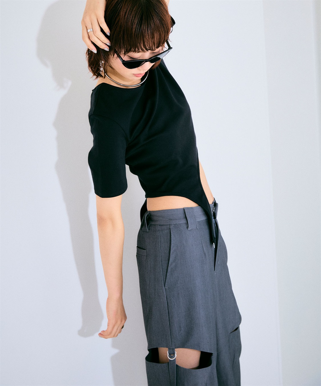 サスペンダーデザイントップス ELLEgirl｜クロスプラス公式通販