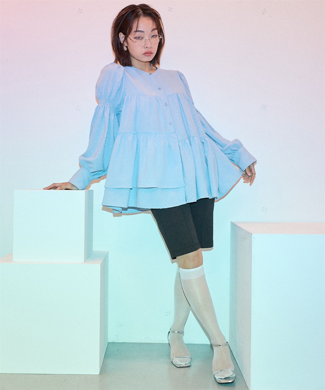 ELLEgirl パフスリーブティアードブラウス_sub_18