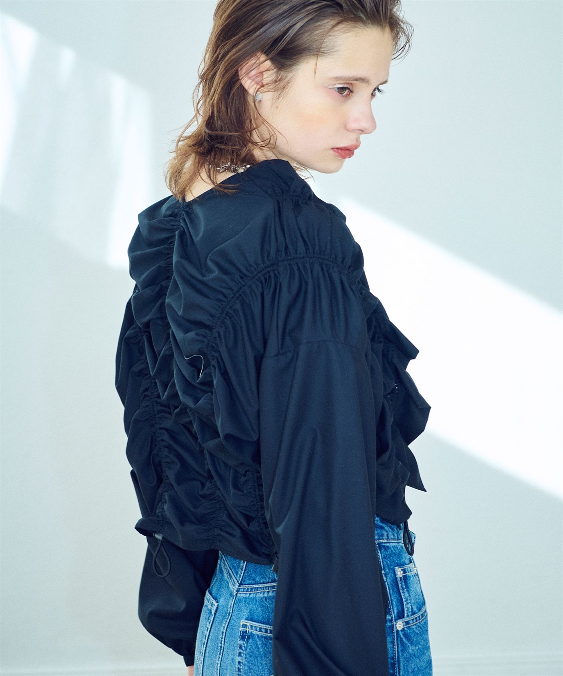 ELLEgirl ギャザーシャーリングカーディガン_sub_2