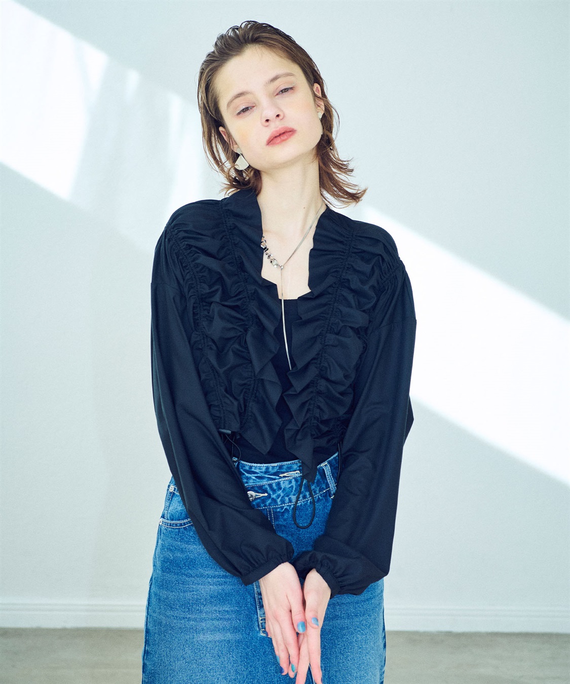 ELLEgirl ギャザーシャーリングカーディガン_sub_4